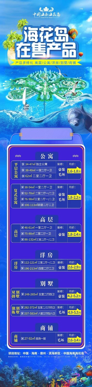 恒大海花岛在售产品