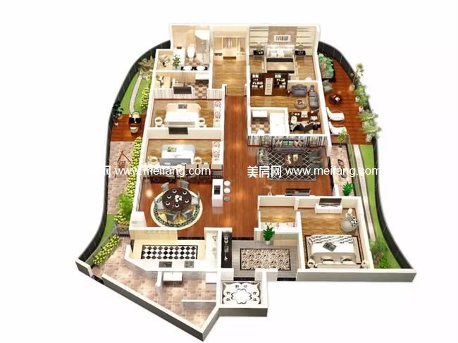 A2户型  五房三厅四卫 建筑面积263㎡ 