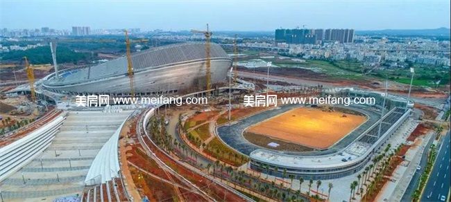 航拍五源河文化体育体育场