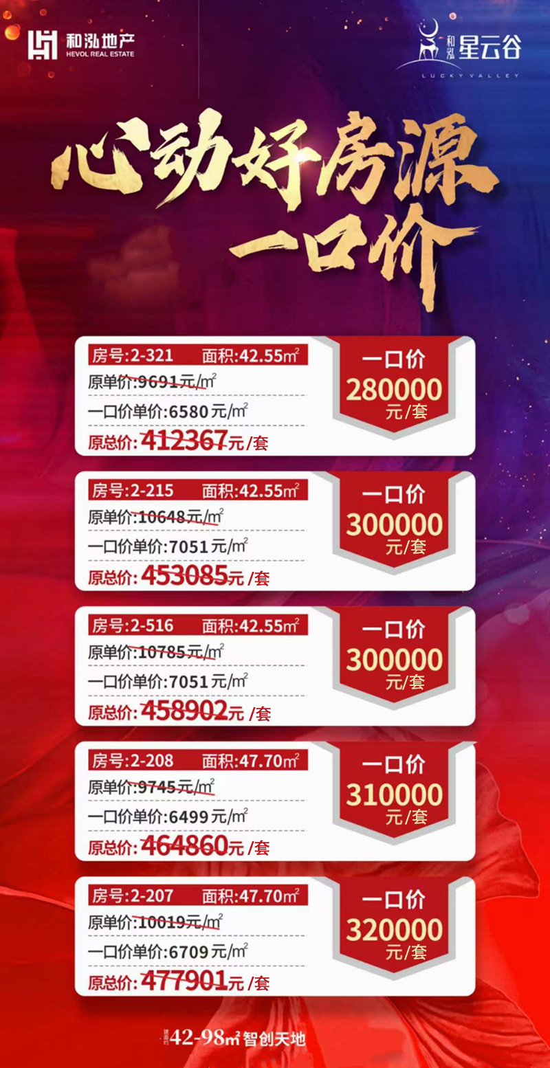 和泓星云谷特价房源详情