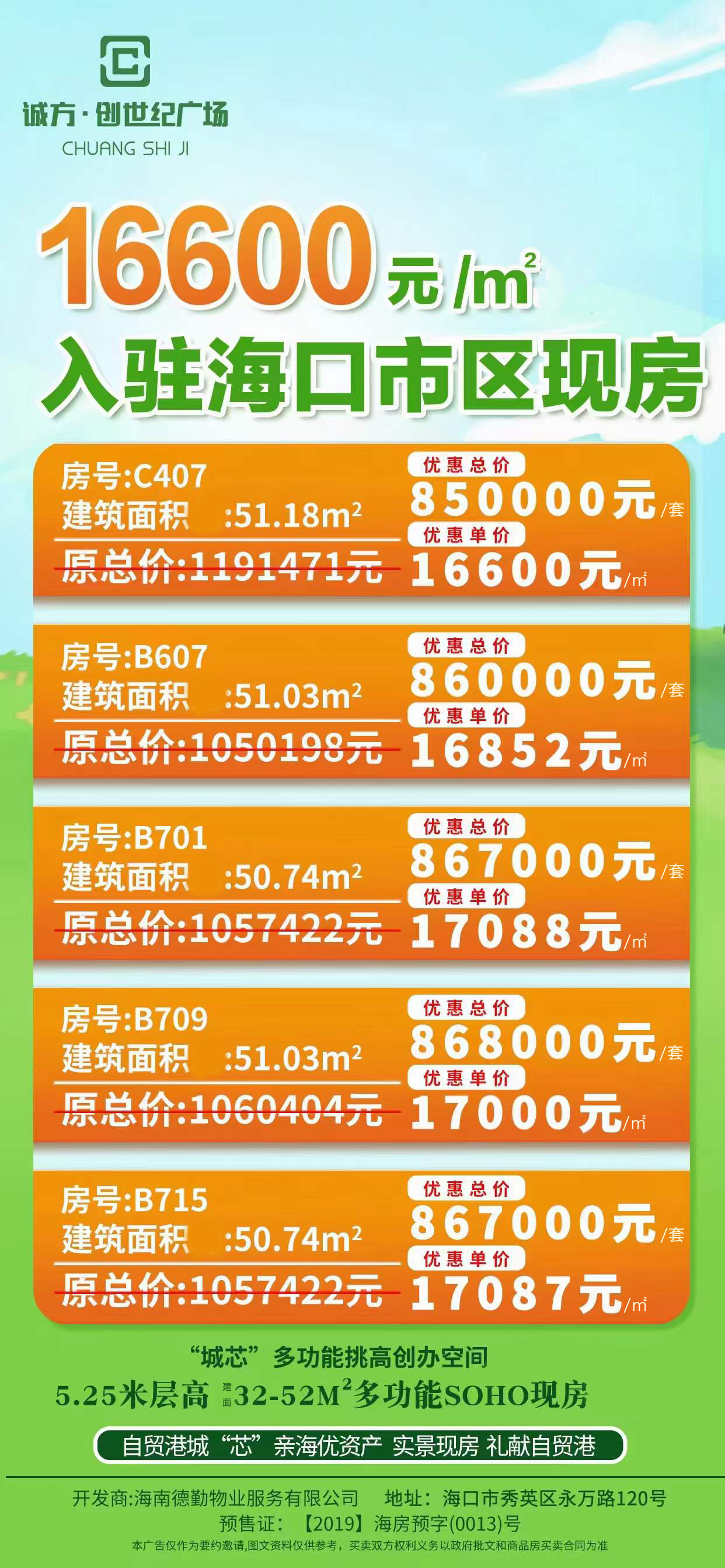 海口诚方创世纪广场3月新消息：有特价房源推出