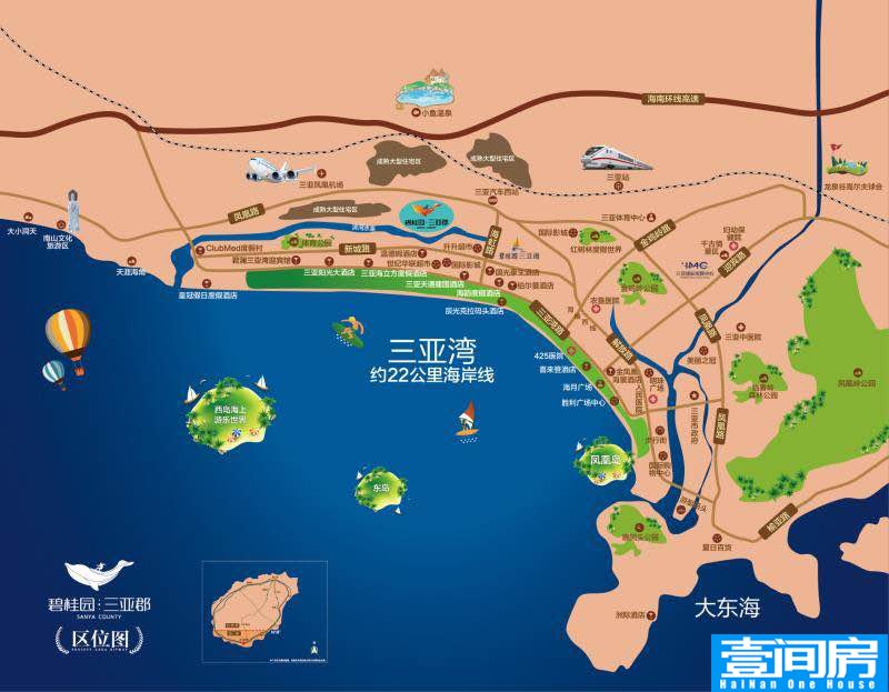 三亚海景房碧桂园三亚郡区位图
