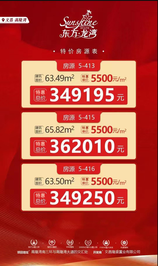 文昌​东方龙湾8月新消息：有特价房源推出